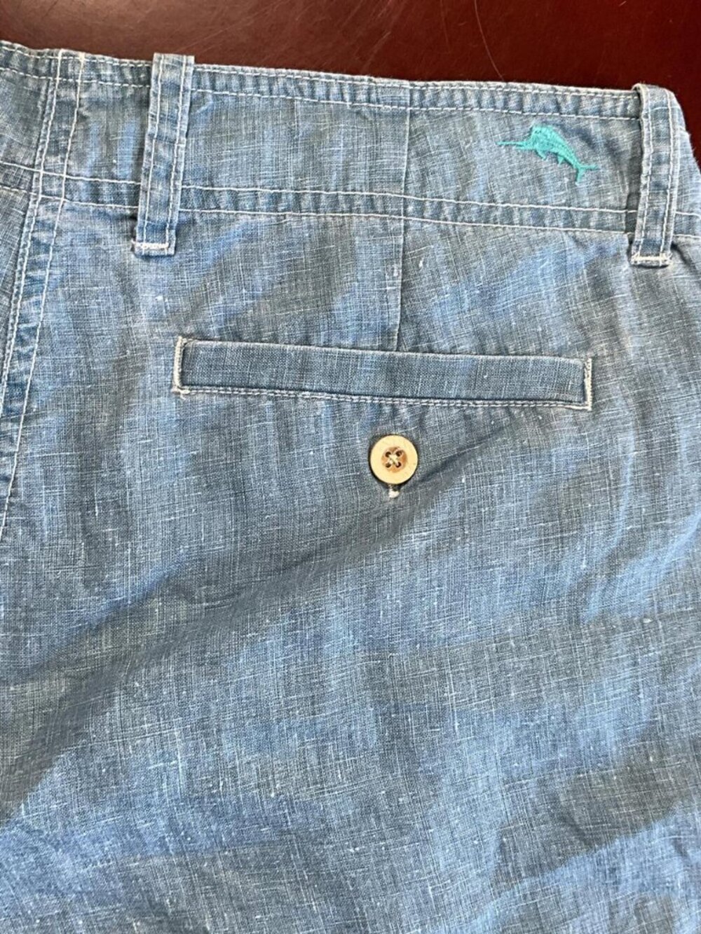 Tommy Bahama Light Blue Chambray Bermuda Shorts - Picture 3 of 8